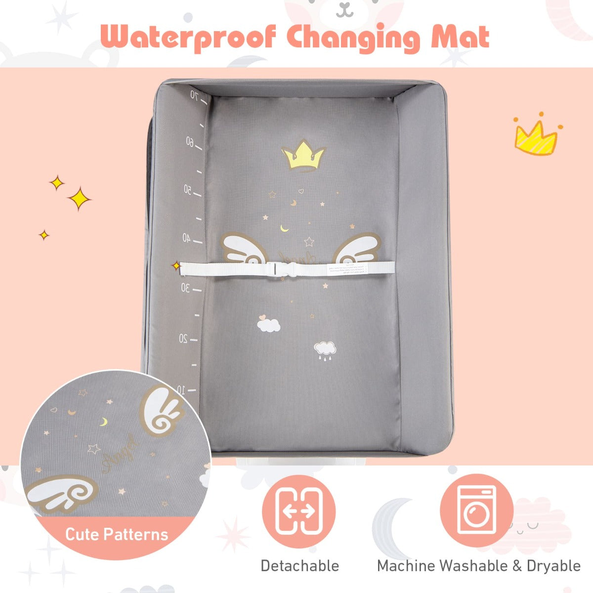Portable Folding Baby Changing Table for Infant Newborn Nursery-Grey