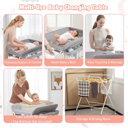 Portable Folding Baby Changing Table for Infant Newborn Nursery-Grey