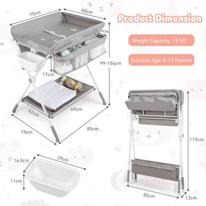 Portable Folding Baby Changing Table for Infant Newborn Nursery-Grey