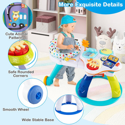 3 in 1 Baby Stationary Activity Center with Educational and Music Function Tabletop-Blue