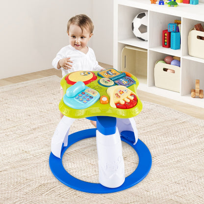 3 in 1 Baby Stationary Activity Center with Educational and Music Function Tabletop-Blue