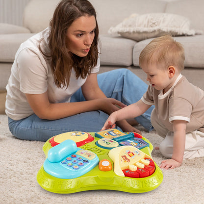 3 in 1 Baby Stationary Activity Center with Educational and Music Function Tabletop-Blue