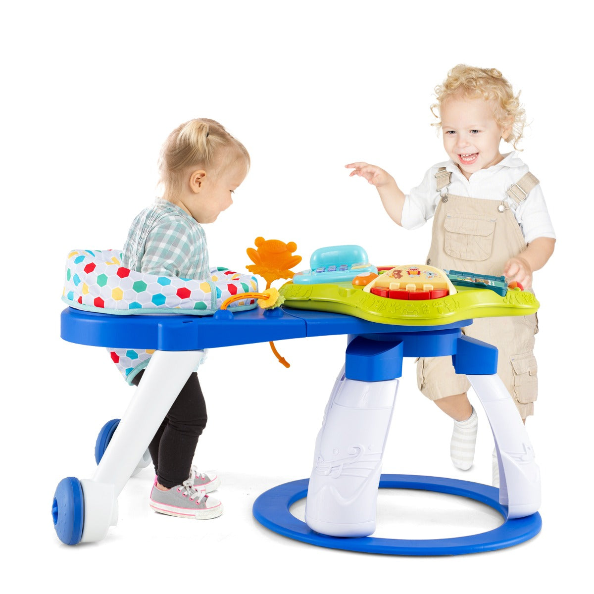 3 in 1 Baby Stationary Activity Center with Educational and Music Function Tabletop-Blue