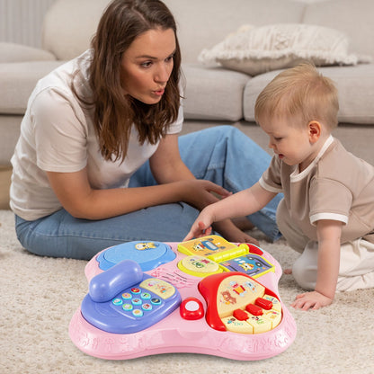 3 in 1 Baby Stationary Activity Center with Educational and Music Function Tabletop-Pink