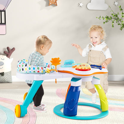 3 in 1 Baby Stationary Activity Center with Educational and Music Function Tabletop-White