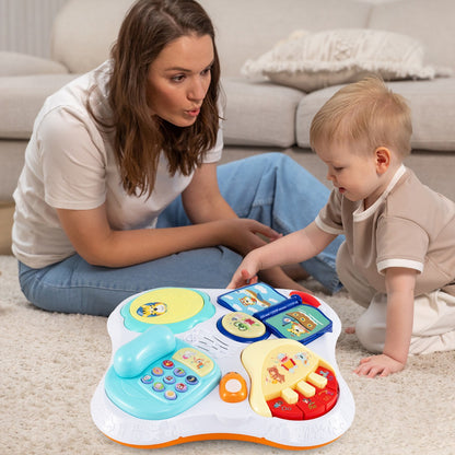 3 in 1 Baby Stationary Activity Center with Educational and Music Function Tabletop-White