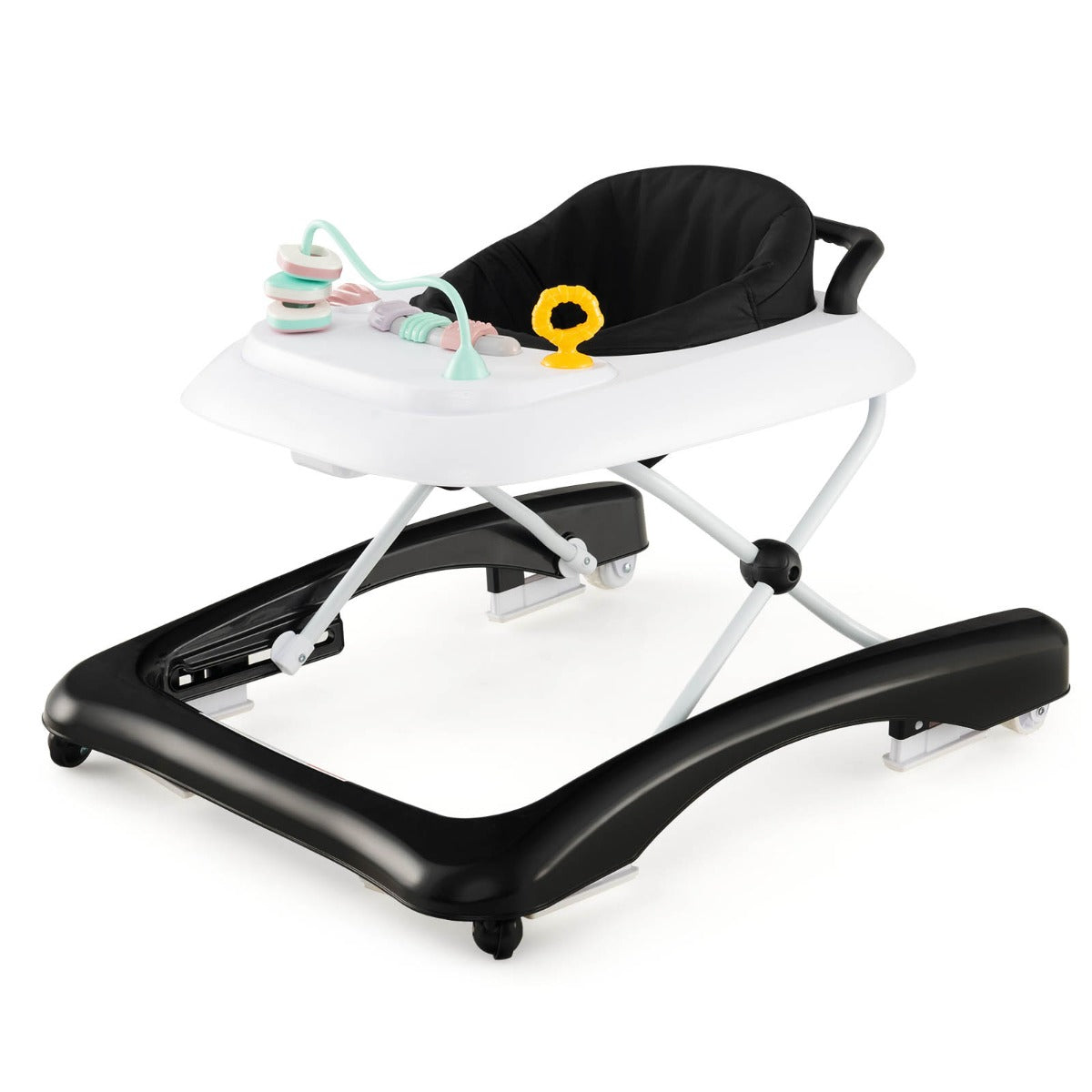 Foldable Baby Walker with Adjustable Height for Boys and Girls-Black