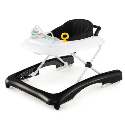 Foldable Baby Walker with Adjustable Height for Boys and Girls-Black