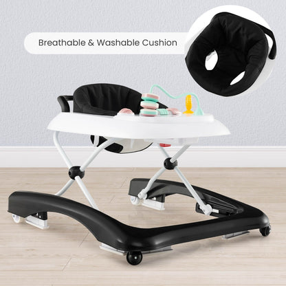 Foldable Baby Walker with Adjustable Height for Boys and Girls-Black
