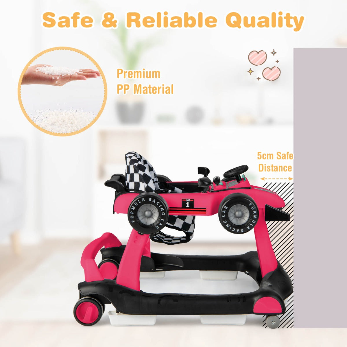 4-in-1 Baby Walker with Adjustable Height and Speed for Babies