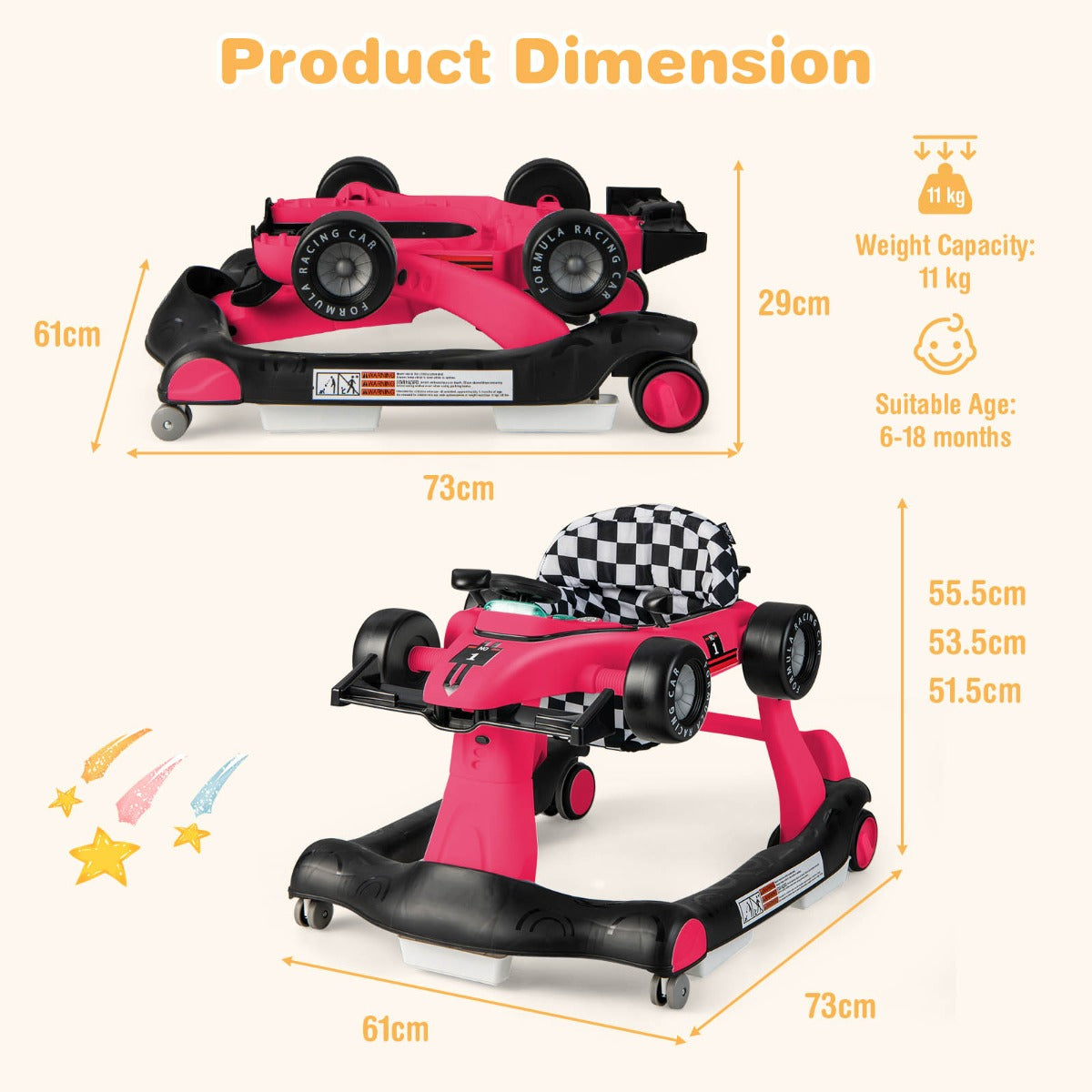 4-in-1 Baby Walker with Adjustable Height and Speed for Babies