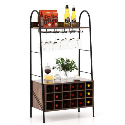Compact bar cabinet with 114.5 cm height provides convenient access to wine and glassware