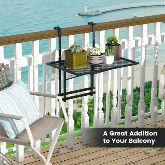 Costway 5-level Height-adjustable Balcony Hanging Table Loadable up to 20 kg for Balcony Garden