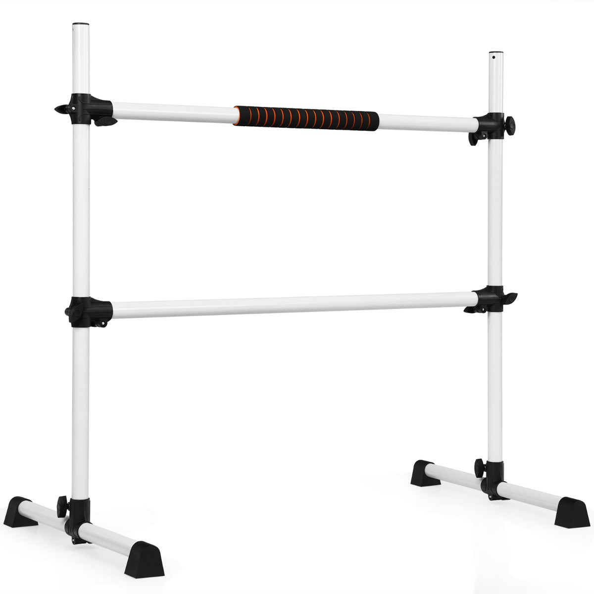 Costway Adjustable Double Stretching Dance Bar for Home Dancing Studio Gym-Silver