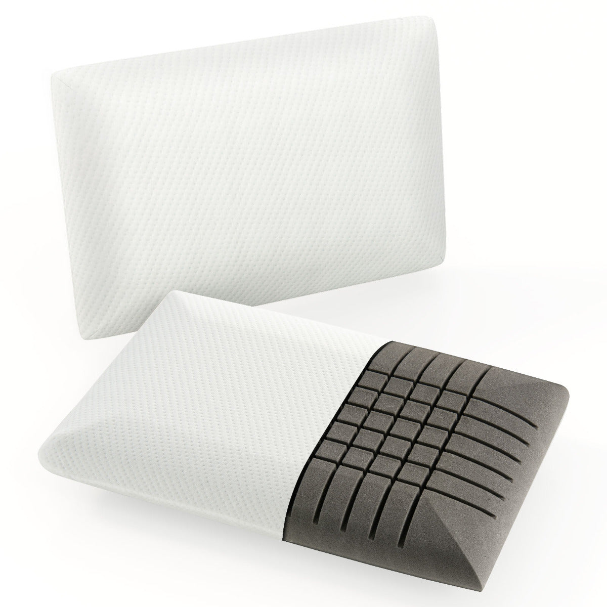 Costway Bamboo 3D Cutting Air Flow Refreshing Charcoal Memory Foam Pillow Set of 2