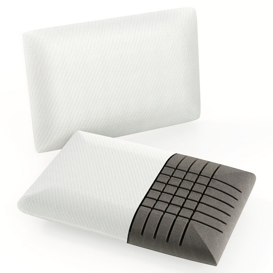 Costway Bamboo 3D Cutting Air Flow Refreshing Charcoal Memory Foam Pillow Set of 2