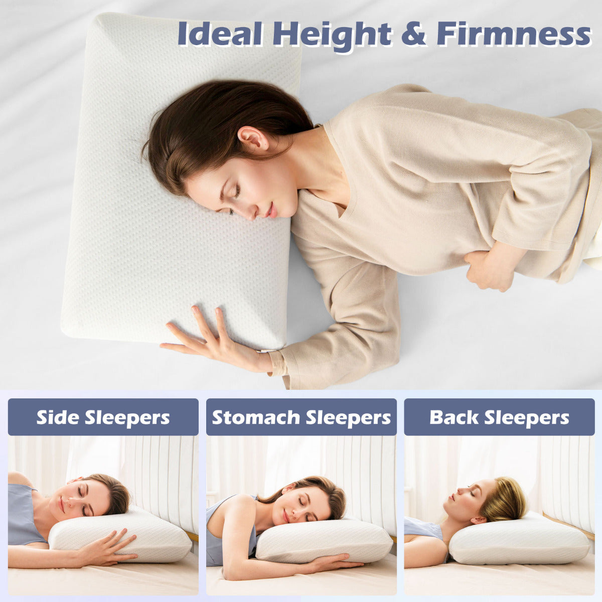 Costway Bamboo 3D Cutting Air Flow Refreshing Charcoal Memory Foam Pillow Set of 2