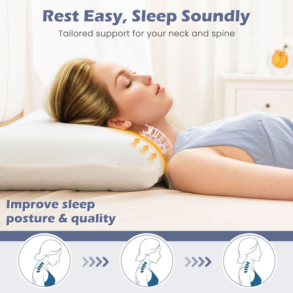 Costway Bamboo 3D Cutting Air Flow Refreshing Charcoal Memory Foam Pillow Set of 2