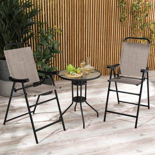 Costway 2-Piece Patio Bar Chair Set with Metal Frame and Footrest