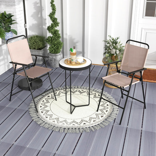 Costway Outdoor Folding Bar Chair Set of 2 with Backrest for Backyard/Poolside/Balcony