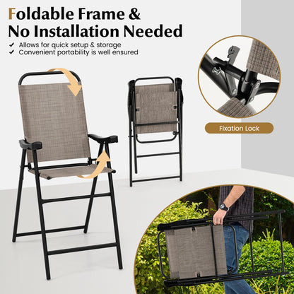 Costway 2-Piece Patio Bar Chair Set with Metal Frame and Footrest
