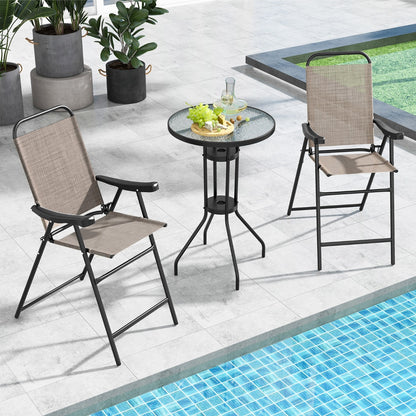 Costway 2-Piece Patio Bar Chair Set with Metal Frame and Footrest