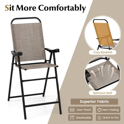 Costway 2-Piece Patio Bar Chair Set with Metal Frame and Footrest