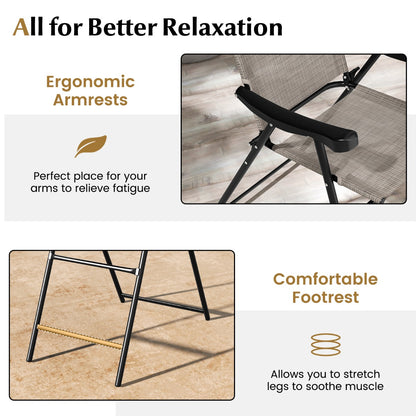Costway 2-Piece Patio Bar Chair Set with Metal Frame and Footrest
