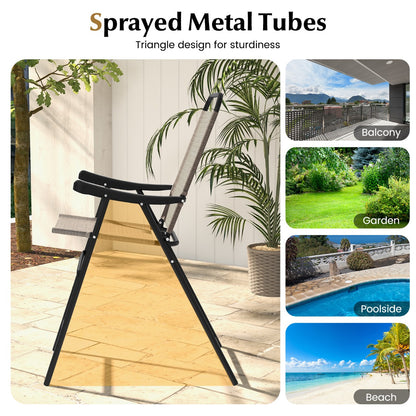 Costway 2-Piece Patio Bar Chair Set with Metal Frame and Footrest
