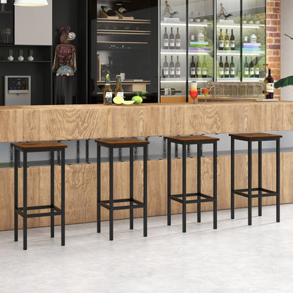 4-Piece Bar Stool Set with Metal Frame and Footrest for Dining Room