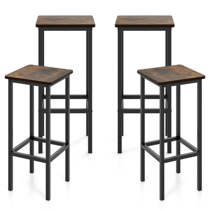4-Piece Bar Stool Set with Metal Frame and Footrest for Dining Room