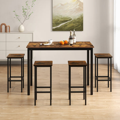 4-Piece Bar Stool Set with Metal Frame and Footrest for Dining Room