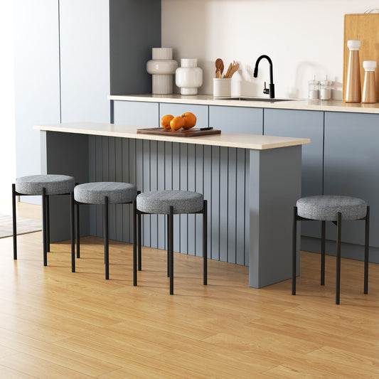 Costway Bar Stools Set of 4 with Metal Legs and Anti-slip Foot Pads-Grey