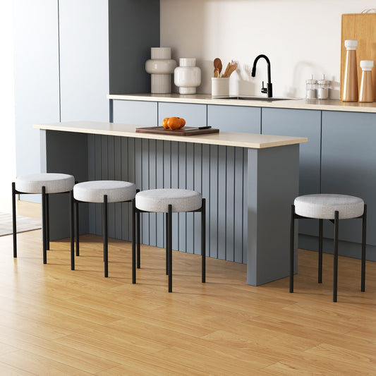 Costway Bar Stools Set of 4 with Metal Legs and Anti-slip Foot Pads-Beige
