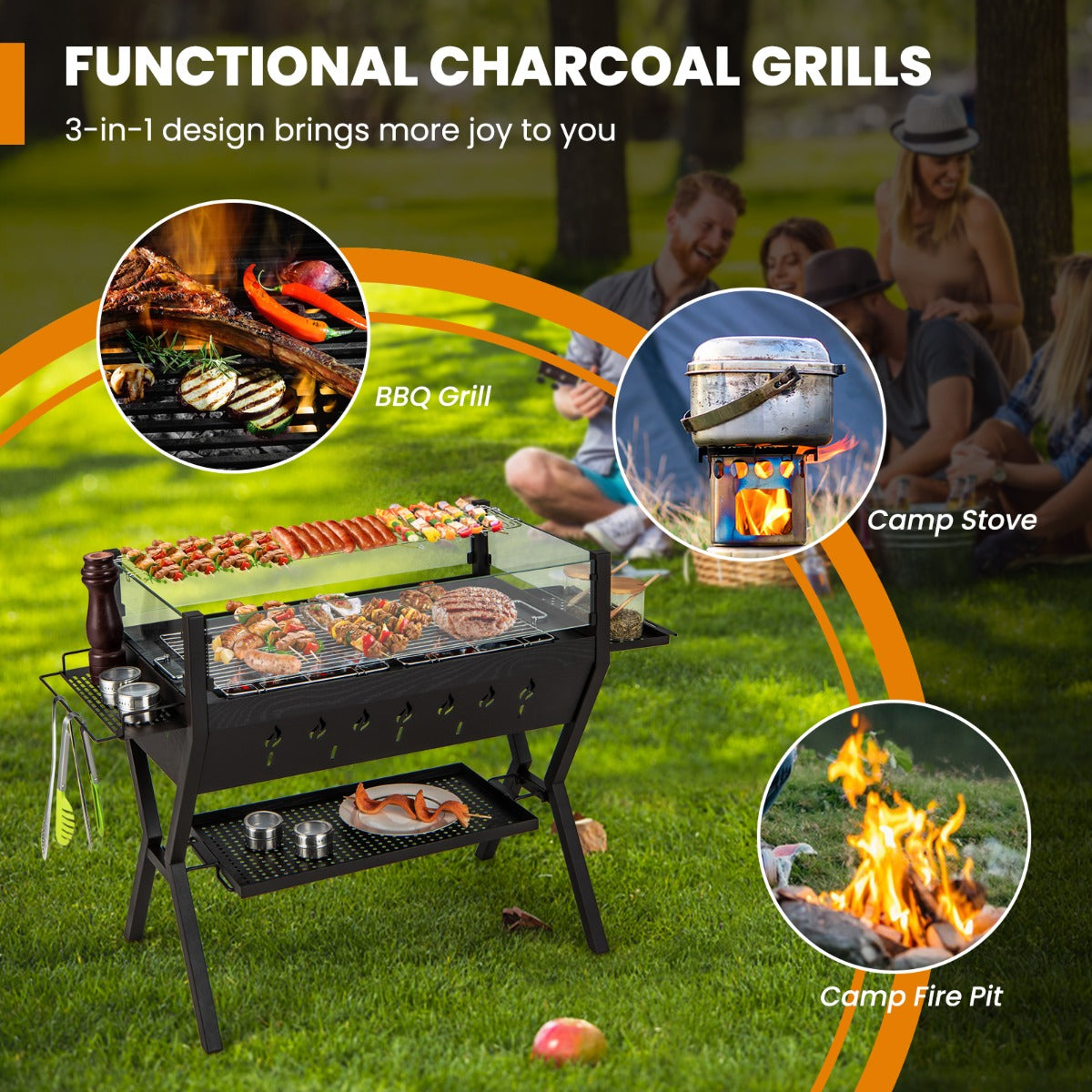 304 stainless steel grilling grates provide rustproof, heat-resistant performance for outdoor cooking