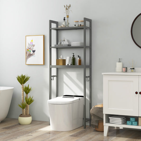 Costway Over-The-Toilet Storage Shelf with Anti-tipping Device for Bathroom-Grey