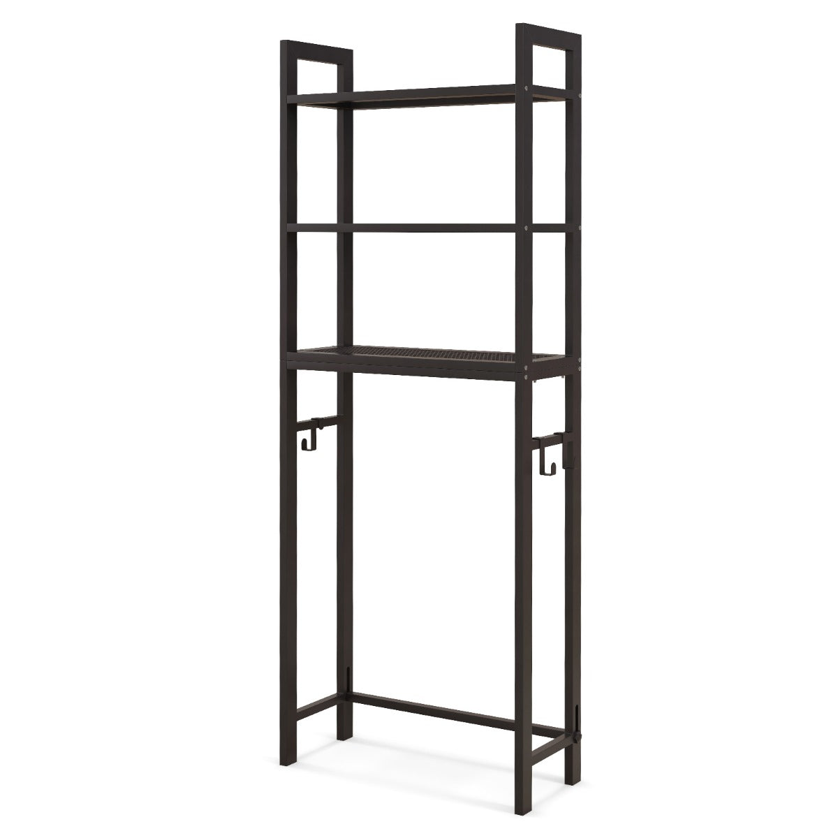 Space-saving toilet storage stand with adjustable bottom bar for most bathroom layouts