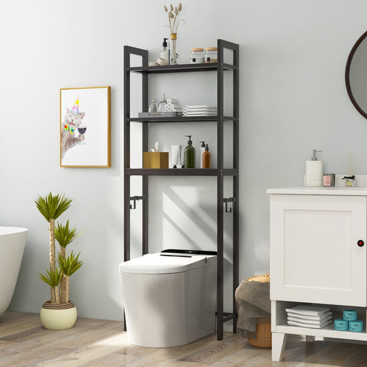 Costway Over-The-Toilet Storage Shelf with Anti-tipping Device for Bathroom-Brown