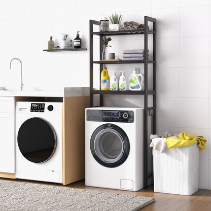 Metal mesh shelves help prevent moisture buildup and make the bathroom rack easy to clean