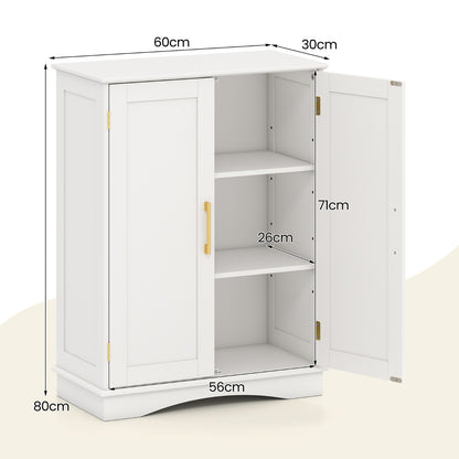 Bathroom Floor Storage Cabinet 80 cm Freestanding Cupboard Buffet Cabinet-White