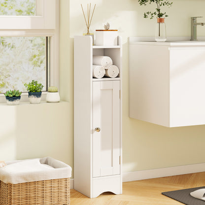Bathroom Storage Cabinet Narrow Freestanding Storage Organizer-White