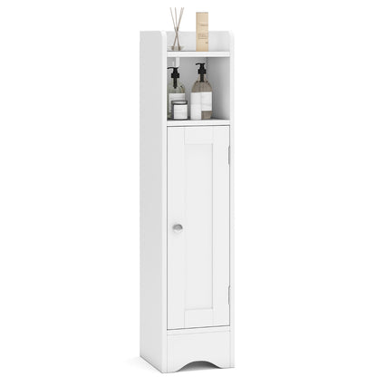 Bathroom Storage Cabinet Narrow Freestanding Storage Organizer-White
