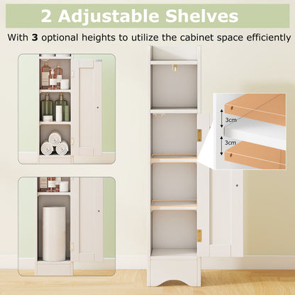 Bathroom Storage Cabinet Narrow Freestanding Storage Organizer-White