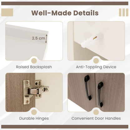 Elegant white and gray vanity set complements existing bathroom décor with a compact footprint