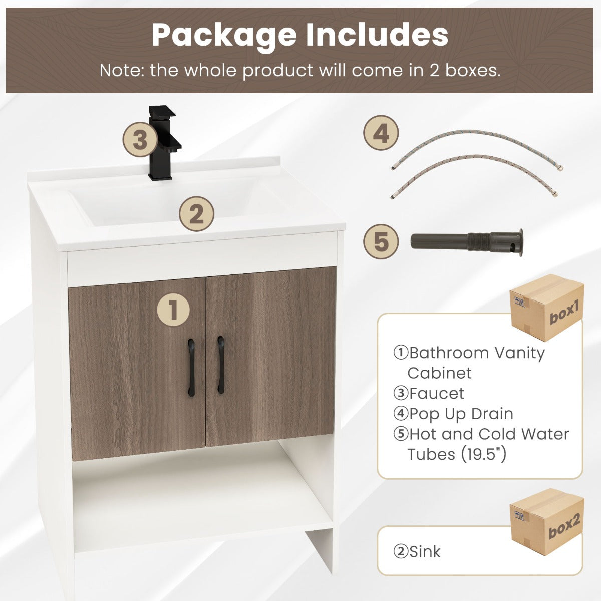 Bathroom cabinet features convenient handles and durable hinges for smooth door operation