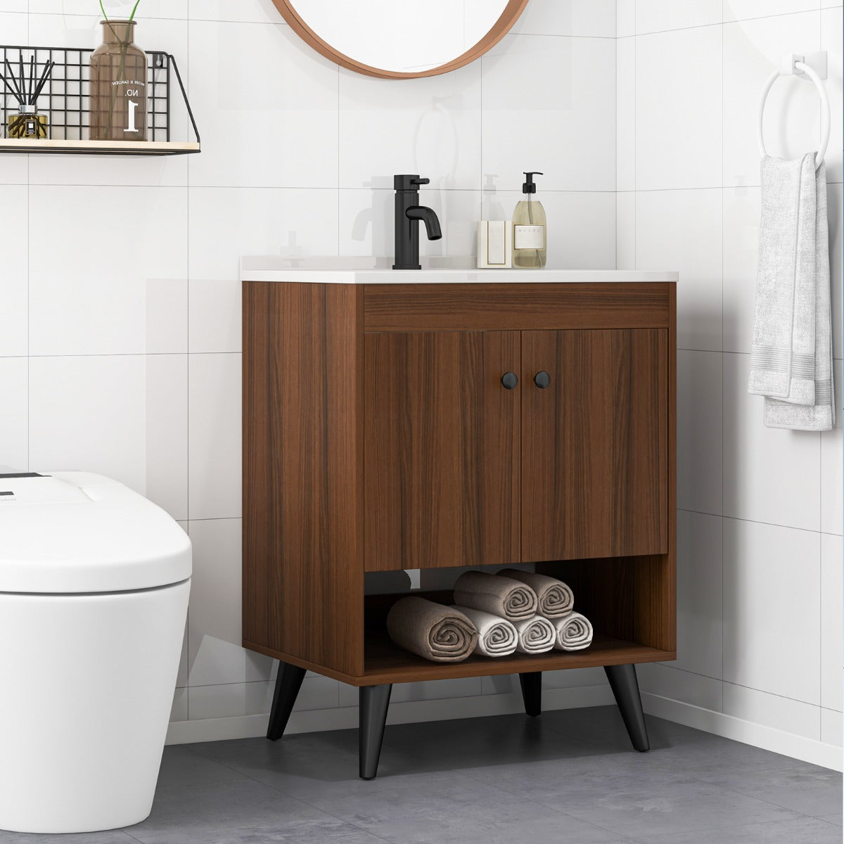 E0 multi-layer board bathroom cabinet provides durable and stable long-term bathroom storage