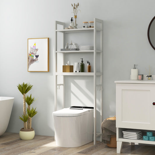 Costway Over-The-Toilet Storage Shelf with Anti-tipping Device for Bathroom-White