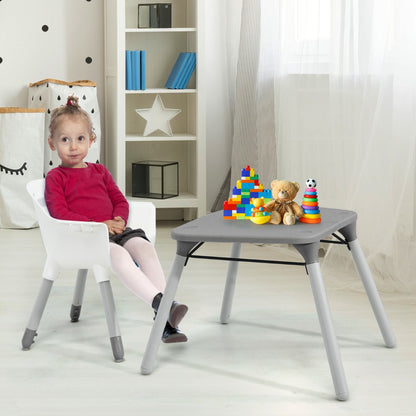 5-in-1 Multifunctional Convertible Baby Highchair with Harness &amp; Removable Tray-Grey