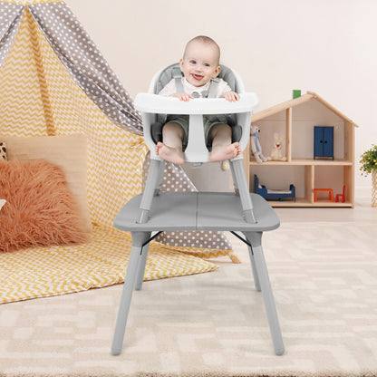 5-in-1 Multifunctional Convertible Baby Highchair with Harness &amp; Removable Tray-Grey