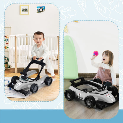 4-in-1 Foldable Activity Car Walker with Adjustable Height and Speed-Grey